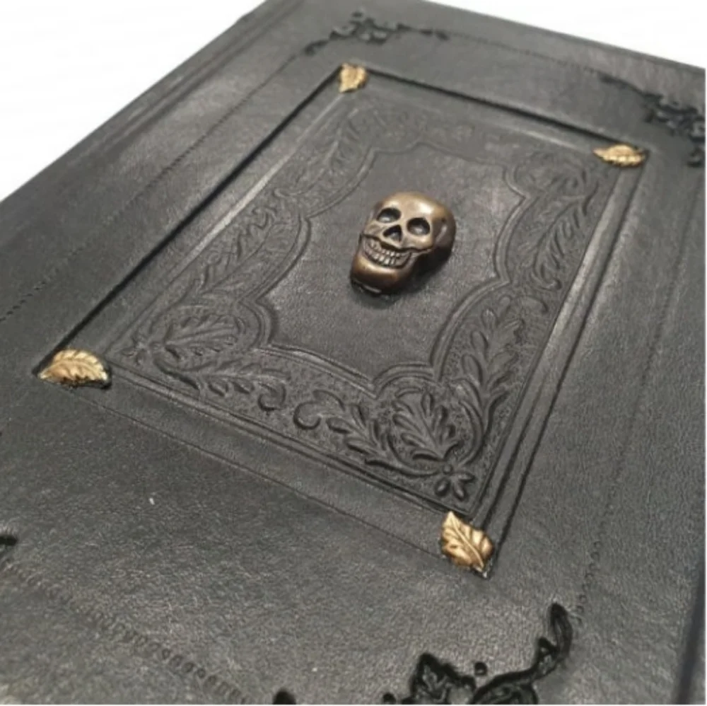 ♥️BUY 2 GET 1 FREE Black Leather Journal - Skull, Retail Price $49.99 USD